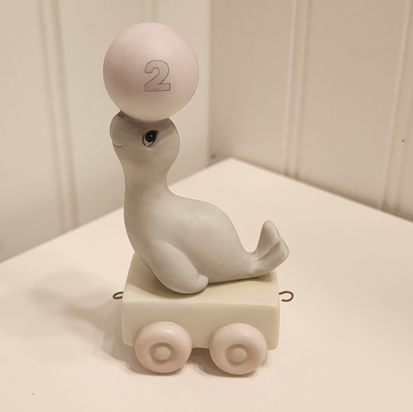 Precious Moments Birthday Train Bisque Porcelain Figurine Birthday 2 Years - Picture 1 of 10